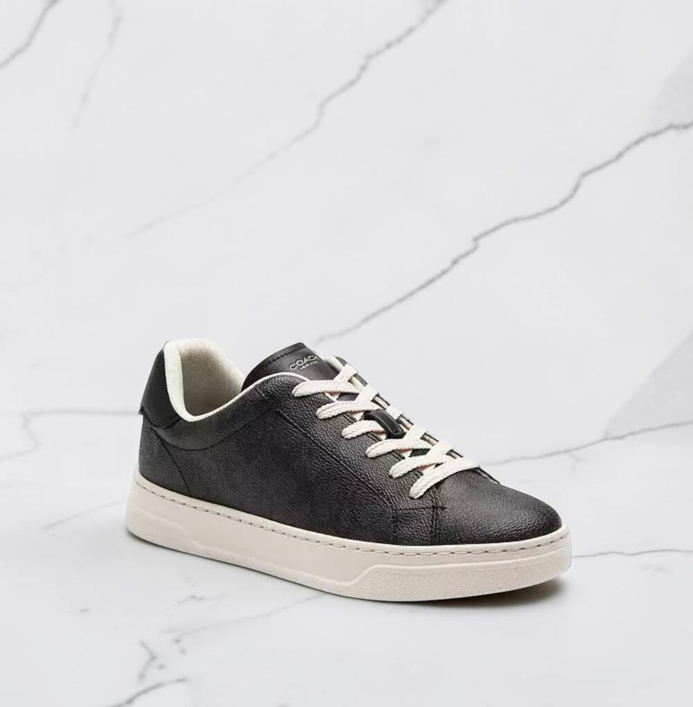 Coach Women’s Signature Black Low Top Sneakers Lace Up Shoes Size 6.5